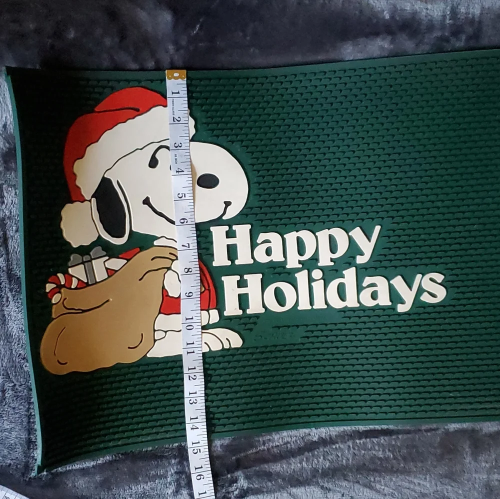 Vintage Snoopy Santa Happy Holidays Door Mat